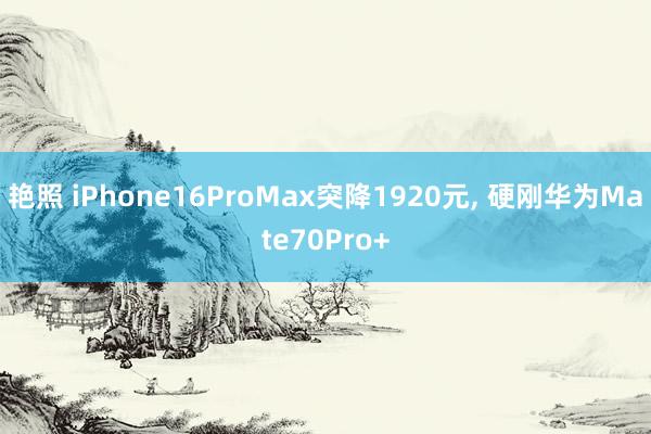 艳照 iPhone16ProMax突降1920元， 硬刚华为Mate70Pro+
