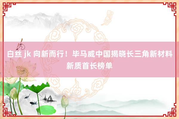 白丝 jk 向新而行！毕马威中国揭晓长三角新材料新质首长榜单
