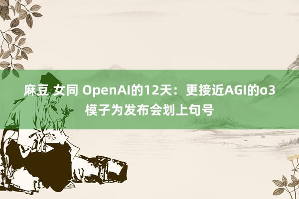 麻豆 女同 OpenAI的12天：更接近AGI的o3模子为发布会划上句号