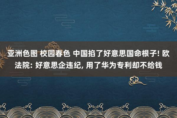 亚洲色图 校园春色 中国掐了好意思国命根子! 欧法院: 好意思企违纪， 用了华为专利却不给钱