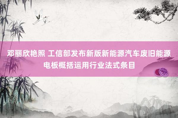 邓丽欣艳照 工信部发布新版新能源汽车废旧能源电板概括运用行业法式条目