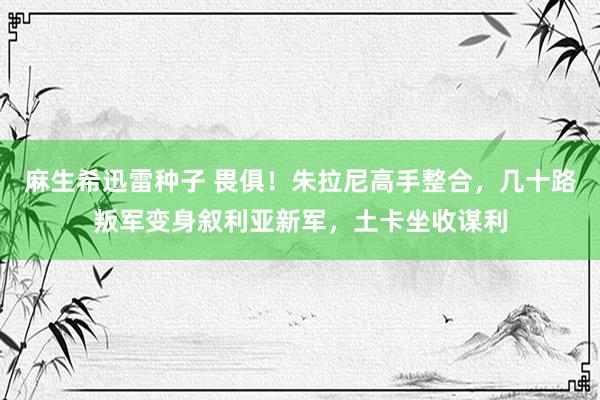 麻生希迅雷种子 畏俱！朱拉尼高手整合，几十路叛军变身叙利亚新军，土卡坐收谋利