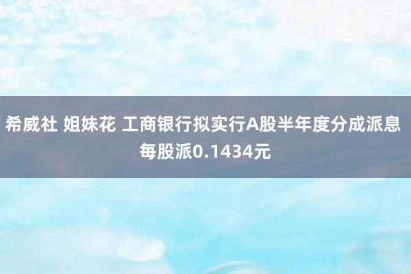 希威社 姐妹花 工商银行拟实行A股半年度分成派息 每股派0.1434元