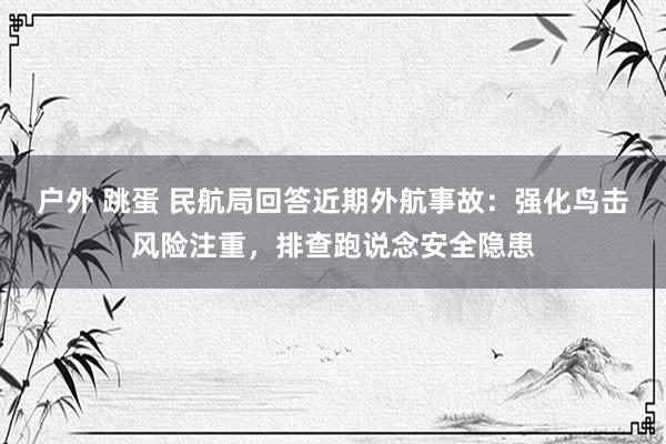 户外 跳蛋 民航局回答近期外航事故：强化鸟击风险注重，排查跑说念安全隐患