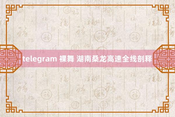 telegram 裸舞 湖南桑龙高速全线剖释