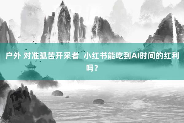 户外 对准孤苦开采者  小红书能吃到AI时间的红利吗？